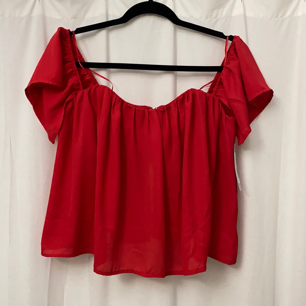Red Off the Shoulder Top